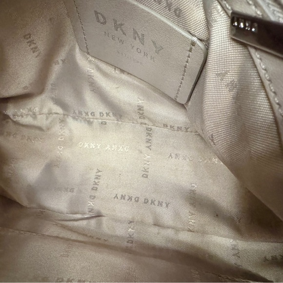 DKNY Navy Logo Crossbody Bag – Faux Leather Shoulder Bag with Scarf Detail - Picture 8 of 11